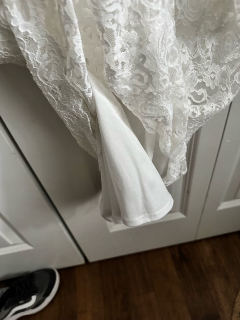 Adiva White Lace Smocked Neck Top - Picture 5 of 5